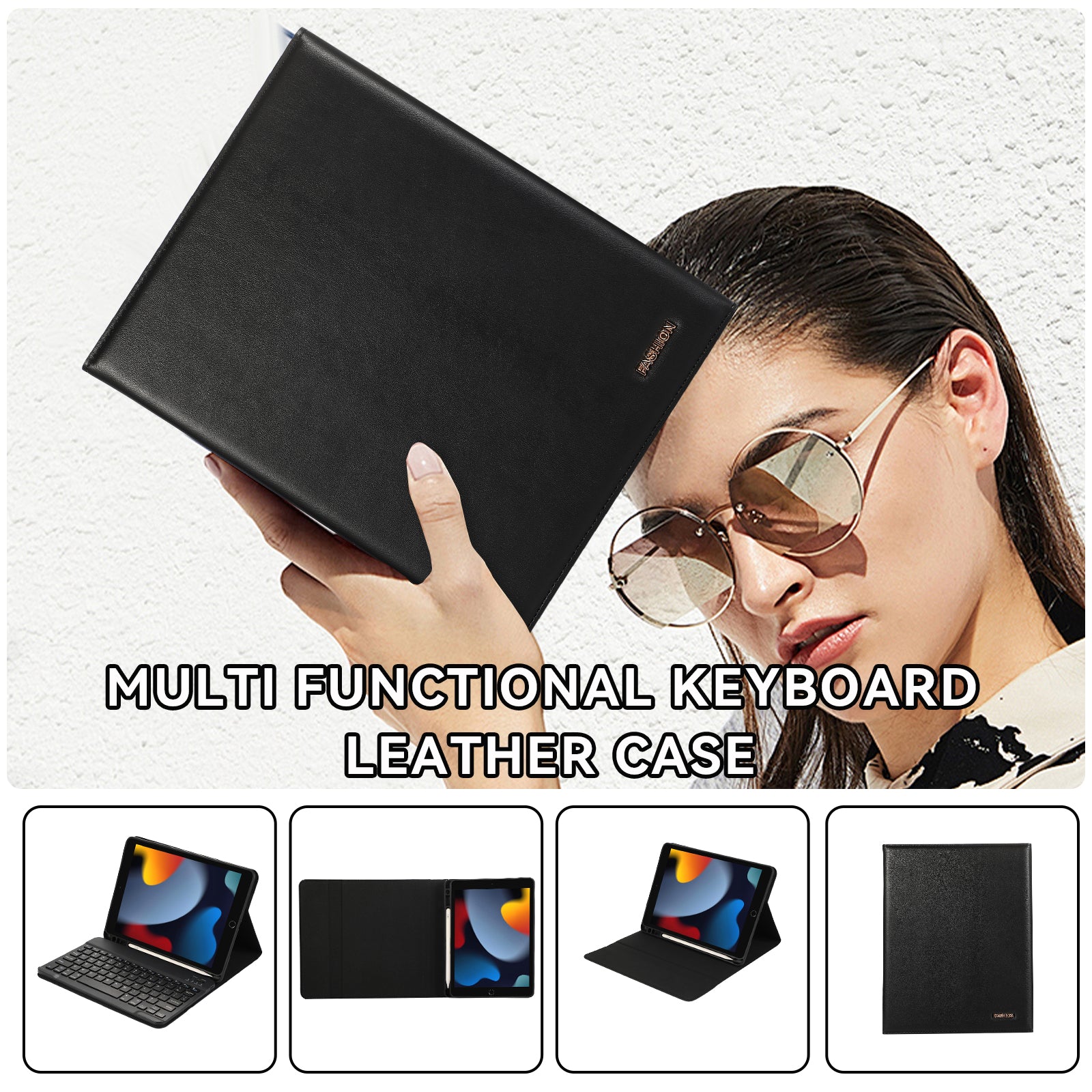 For iPad 10.2 (2021) / (2020) / (2019) Leather Bluetooth Keyboard Case Stand with Pen Holder For iPad 10.2 (2021) / (2020) / (2019) Leather Bluetooth Keyboard Case Stand with Pen Holder